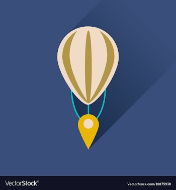 Flat icon with long shadow air balloon point vector image