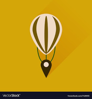 Flat icon with long shadow air balloon point vector image