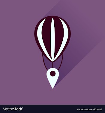 Flat icon with long shadow air balloon point vector image