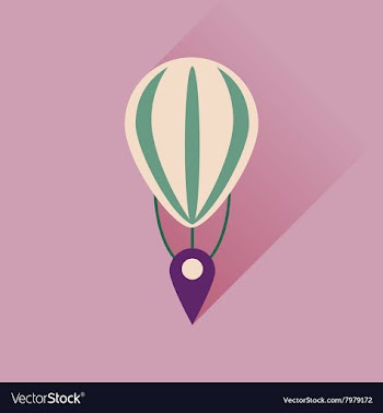 Flat icon with long shadow air balloon point vector image