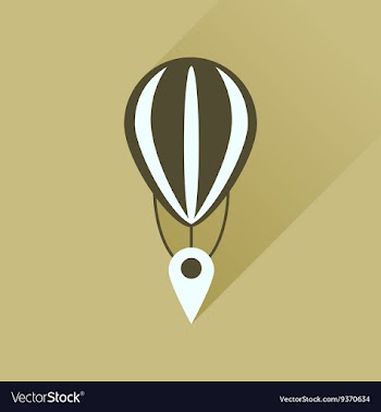 Flat icon with long shadow air balloon point vector image