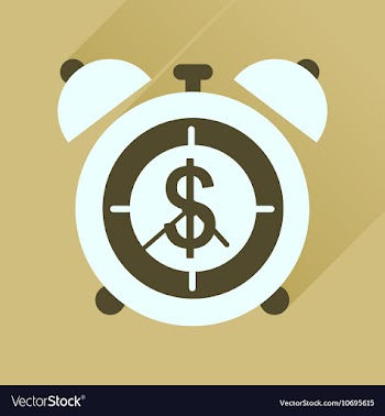 Flat icon with long shadow alarm clock money vector image