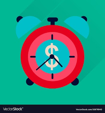 Flat icon with long shadow alarm clock money vector image