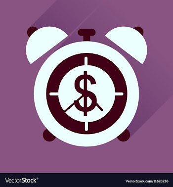 Flat icon with long shadow alarm clock money vector image