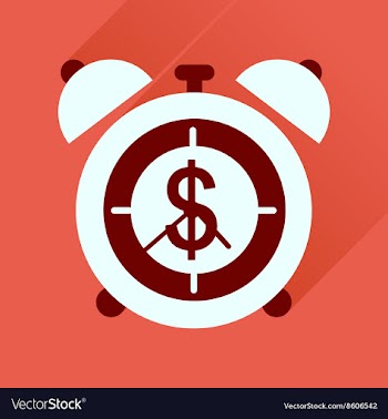 Flat icon with long shadow alarm clock money vector image