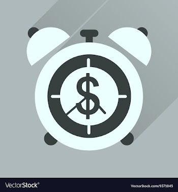 Flat icon with long shadow alarm clock money vector image