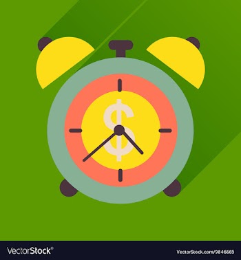 Flat icon with long shadow alarm clock money vector image