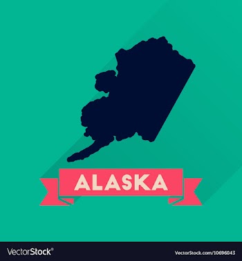 Flat icon with long shadow Alaska map vector image