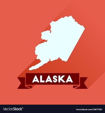 Flat icon with long shadow Alaska map vector image