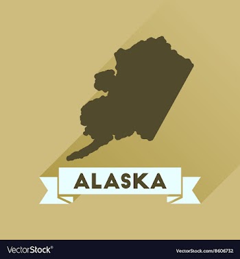 Flat icon with long shadow Alaska map vector image