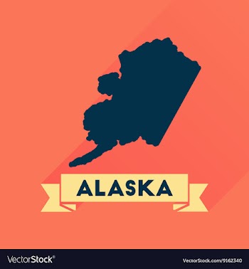 Flat icon with long shadow Alaska map vector image