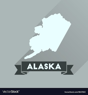 Flat icon with long shadow Alaska map vector image