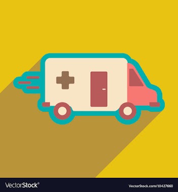 Flat icon with long shadow ambulance car vector image