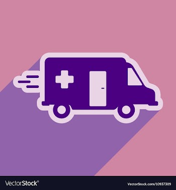 Flat icon with long shadow ambulance car vector image