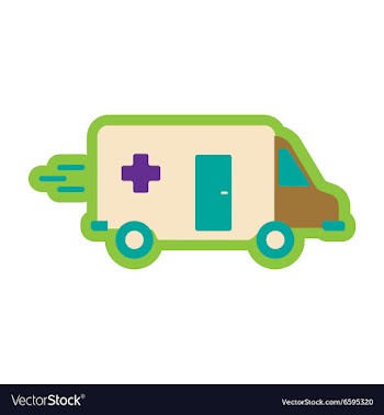 Flat icon with long shadow ambulance car vector image