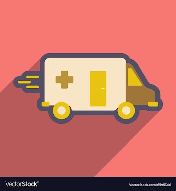 Flat icon with long shadow ambulance car vector image