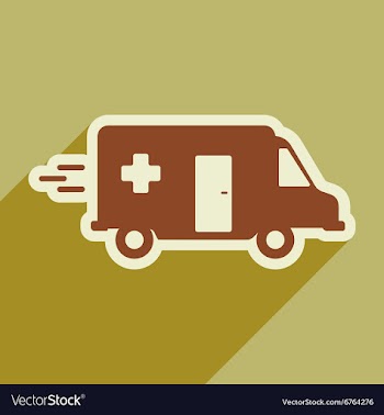Flat icon with long shadow ambulance car vector image