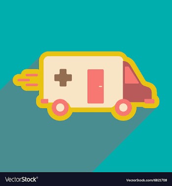 Flat icon with long shadow ambulance car vector image