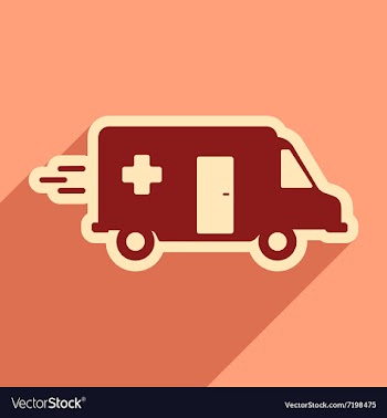 Flat icon with long shadow ambulance car vector image