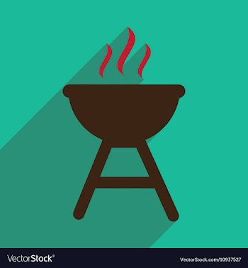 Flat icon with long shadow American BBQ vector image