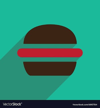 Flat icon with long shadow American burger vector image