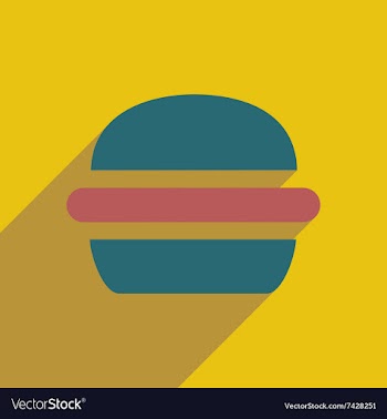Flat icon with long shadow American burger vector image