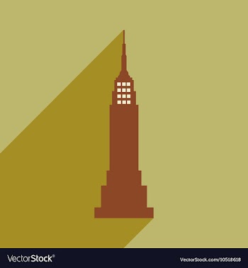Flat icon with long shadow American skyscraper vector image