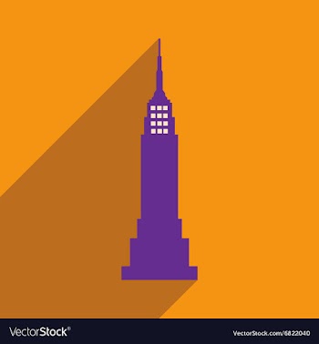 Flat icon with long shadow American skyscraper vector image