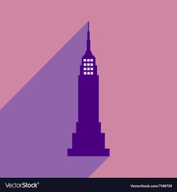 Flat icon with long shadow American skyscraper vector image
