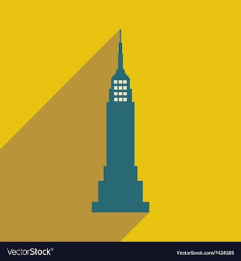 Flat icon with long shadow American skyscraper vector image