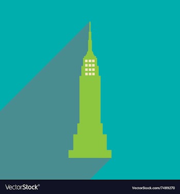 Flat icon with long shadow American skyscraper vector image