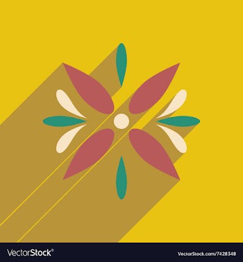 Flat icon with long shadow Arabic flower vector image