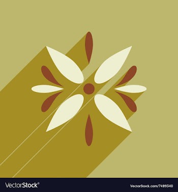 Flat icon with long shadow Arabic flower vector image