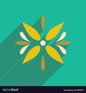 Flat icon with long shadow Arabic flower vector image