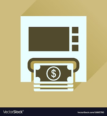 Flat icon with long shadow ATM cash vector image