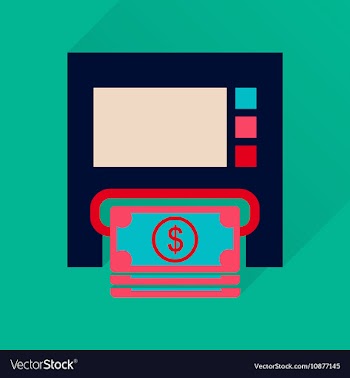 Flat icon with long shadow ATM cash vector image