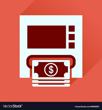 Flat icon with long shadow ATM cash vector image