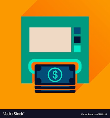 Flat icon with long shadow ATM cash vector image
