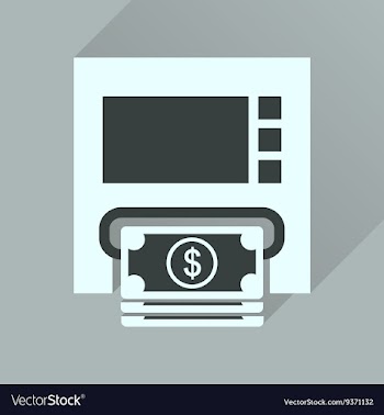 Flat icon with long shadow ATM cash vector image