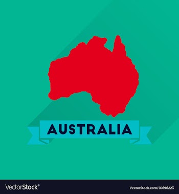 Flat icon with long shadow Australia map vector image
