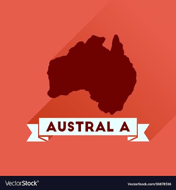 Flat icon with long shadow Australia map vector image