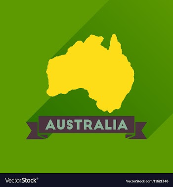 Flat icon with long shadow Australia map vector image