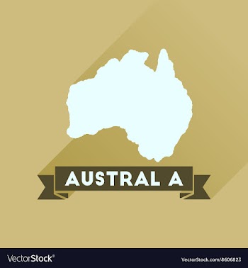 Flat icon with long shadow Australia map vector image