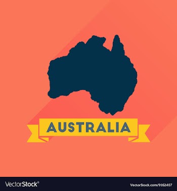 Flat icon with long shadow Australia map vector image