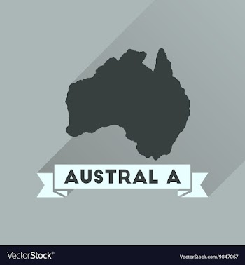 Flat icon with long shadow Australia map vector image