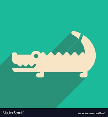 Flat icon with long shadow Australian crocodile vector image