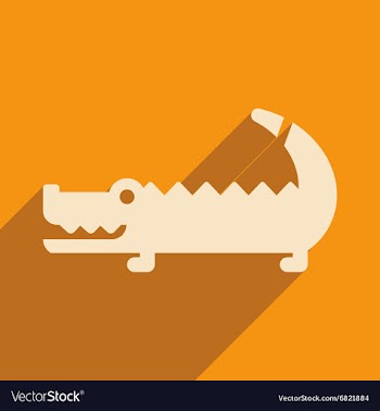 Flat icon with long shadow Australian crocodile vector image