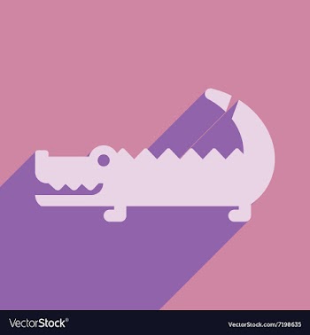 Flat icon with long shadow Australian crocodile vector image