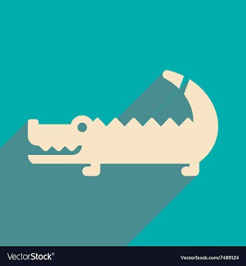 Flat icon with long shadow Australian crocodile vector image