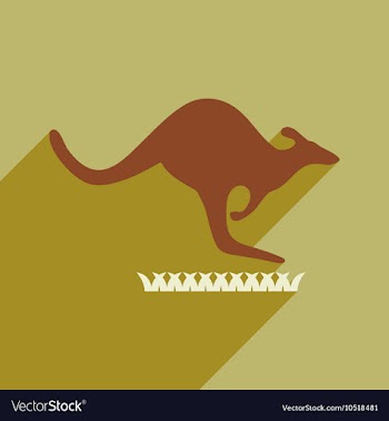 Flat icon with long shadow Australian kangaroo vector image